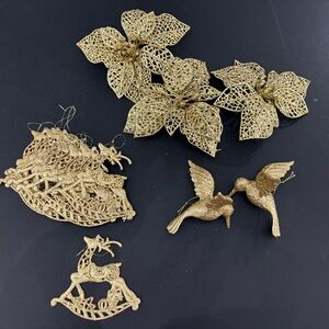 Gold Glitter Christmas Ornaments Set